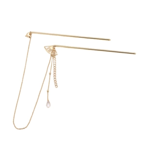 Vintage gold heart fan hairpin with tassel and water drop pendant for elegant styling