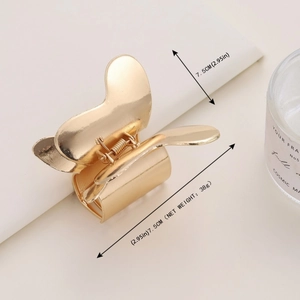 Pince à cheveux papillon en métal doré brillant, taille 7,5cm et poids de 38g