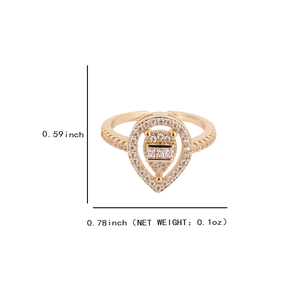 Spécifications de bague goutte de zircon mesurant 0,59x0,78 pouces et poids 0,1 oz