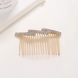 Peigne à cheveux de mariée doré élégant avec strass en forme de Z pour coiffures de mariage