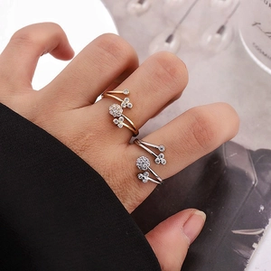 Adjustable Flower Zirconia Ring For Women Elegant Copper Open Design Micro Inlaid Delicate Floral Jewelry Accessories