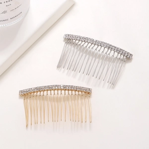 Elegante Pettine per Capelli in Lega con Doppia Fila di Strass per Donna Gioielli per Capelli Sposa Oro Argento Galvanico