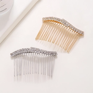 Elegant gold and silver rhinestone hair combs with wave design for bridal hairstyling