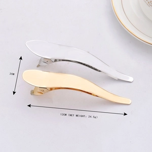 Polished gold and silver alloy hair clips with size dimensions 12cm length and 2cm height