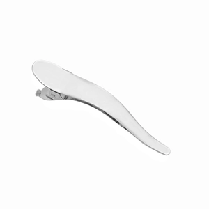 Sleek silver alloy duckbill hair clip with polished minimalist curved design for women