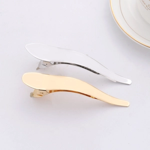 Polished gold and silver alloy hair clips in minimalist French style for ponytail hairstyles