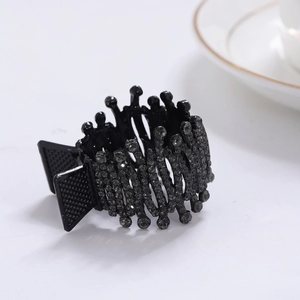Nesting bird nest hair clip with sparkling black rhinestones for ponytail styling