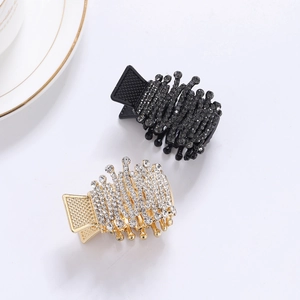 Elegant Alloy Rhinestone Crown Hair Claw Clip High Ponytail Fixer Korean Style Bird Nest Stretchable Hair Accessories For Women