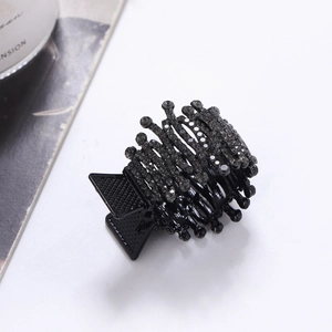 Sparkling black rhinestone nest hair claw clip for elegant ponytail and bun styling