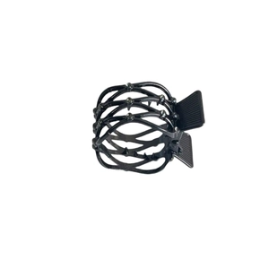 Pinza per capelli minimalista nera a corona in metallo con design a nido d'uccello per coda