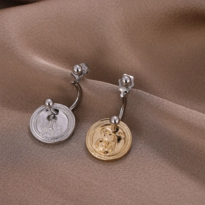 Piercing all'Ombelico con Pendente a Moneta in Acciaio al Titanio Vintage Orecchini a Bottone in Acciaio Inossidabile Oro Argento