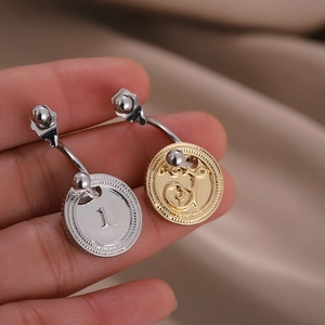 Pendenti per piercing all'ombelico in oro e argento con moneta in acciaio inossidabile