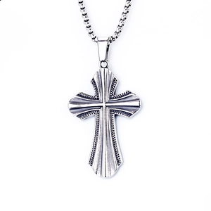 Collier Vintage en Acier Inoxydable Punk Rétro avec Pendentif Croix pour Hommes Femmes Gothique Crâne Aigle Trident Totem Bijoux
