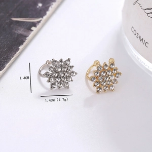 Ear cuff a fiocco di neve in argento 925 con cristalli scintillanti in oro e argento