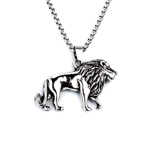 Collier Pendentif Lion en Acier Inoxydable Collier Pendentif en Alliage Vintage Punk pour Hommes Femmes Bijoux Hip Hop Commuter