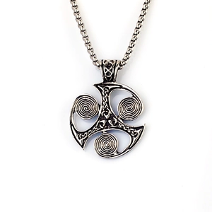 Collana con Ciondolo Triskele Celtico Vintage per Uomo Acciaio Inossidabile Norreno Vichingo Spirale Amulet Gioielli a Catena