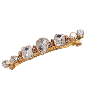 Barrette à cheveux étincelante avec strass goutte d'eau sur base en métal doré