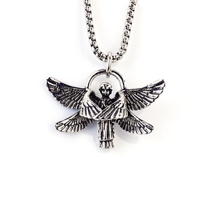 Gothic Angel Wings Skull Cross Pendant Necklace Stainless Steel Alloy Punk Vintage Hip Hop Street Jewelry For Men Women