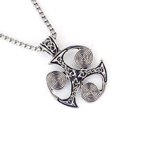 Collana con ciondolo triskelion vintage in acciaio inossidabile e motivi celtici da uomo