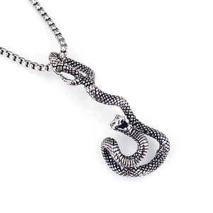 Punk Snake Cross Pendant Necklace Stainless Steel Alloy Gothic Vintage Hip Hop Jewelry Gift For Men Women Everyday Accessories