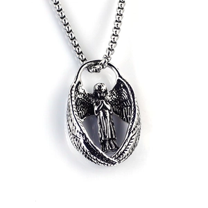 Retro Engelsflügel Edelstahl Anhänger Halskette Hip Hop Punk Gothisch Kreuz Wolfskopf Löwe Schmuck Für Herren Damen