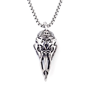 Gothic Punk Bird Skull Stainless Steel Pendant Necklace Vintage Nordic Viking Cross Spider Axe Animal Jewelry For Men Women