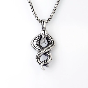 Vintage Stainless Steel Pendant Necklace Punk Gothic Snake Skull Cross Jewelry For Men Women Retro Party Accessories