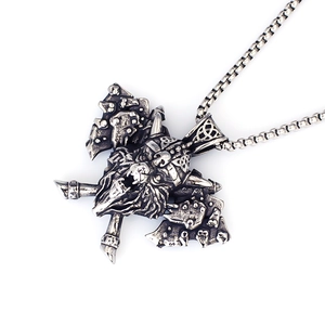 Retro viking axe and wolf head stainless steel pendant necklace for men with box chain