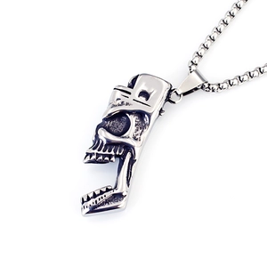 Collana con ciondolo a teschio in stile gothic punk con catena box in acciaio