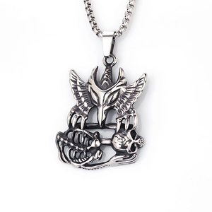 Herren Vintage Gothik Edelstahl Anhänger Halskette Punk Rock Adler Totenkopf Tier Motiv Schmuck Geschenk Accessoire