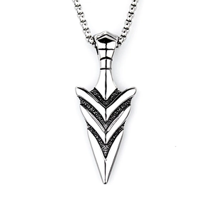 Vintage Stainless Steel Pendant Necklace Men Viking Arrowhead Skull Cross Punk Goth Box Chain Retro Fashion Jewelry Gift