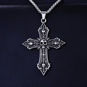Barokke gotische kruis ketting met schedel details van vintage roestvrij staal