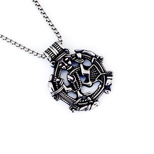 Collana con pendente vichingo norreno da uomo in acciaio inossidabile con catena a scatola