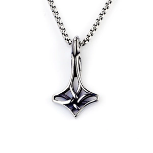 Nordische Wikinger-Thorhammer-Halskette aus Edelstahl mit keltischem Knoten-Design
