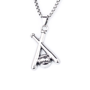Collana hip-hop in acciaio inossidabile con ciondolo a forma di mazza da baseball