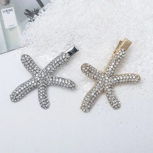 Eleganti fermagli per capelli a stella marina con strass scintillanti in oro e argento
