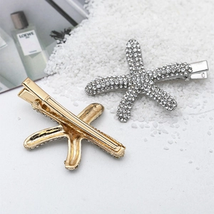 Eleganti fermagli per capelli a stella marina con strass brillanti in oro e argento