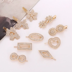 Barrette Cheveux en Alliage Strass Brillant pour Femme Or Papillon Cœur Étoile Fleur Infini Géométrique Accessoires de Coiffure