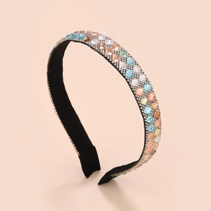 Sparkling crystal padded headband with colorful rhinestones for elegant fashion hair styling