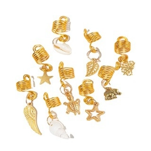 Lot de pinces à cheveux spirales dorées avec breloques d'étoiles de mer et feuilles