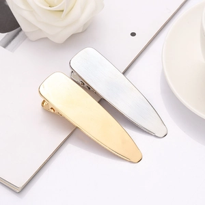 Barrettes à Cheveux en Alliage Minimaliste Élégantes en Métal Brossé à Bec de Canard Or Argent Géométrique Accessoires Cheveux Femmes