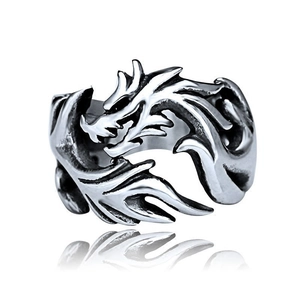 Vintage Drachenrelief Ring in Retro-Silberoptik mit verstellbarer offener Ringschiene