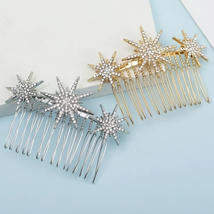 Élégant Peigne à Cheveux en Alliage Strass Étoile Flocon de Neige Coiffe de Mariée Mariage Banquet Accessoire Cheveux Femme