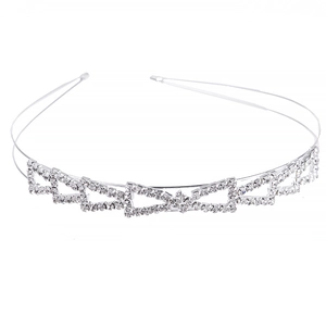 Sparkling bridal headband with silver rhinestones and elegant hollow bow design