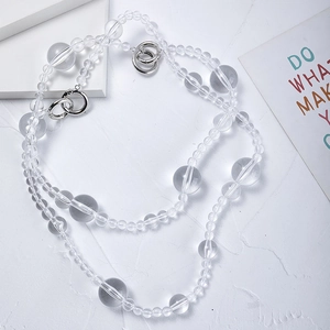 Simple Korean Style Transparent Acrylic Beaded Necklace With Silver Alloy Ring Clasp For Women Daily Office Jewelry