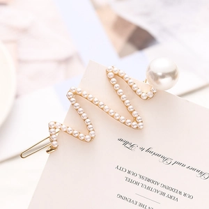 Pince à Cheveux Künstliche Perle en Forme de Vague Alliage Doré Pince Latérale Avec Grande Künstliche Perle Coiffe Élégante pour Femme Mariage Fête Bijoux