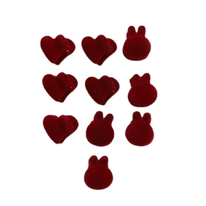 Lot de 10 barrettes floquées rouges avec motifs de cœur et de lapin pour femme