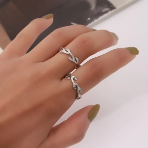Koreanische Mode Zweig Blatt Offener Ring Für Damen Legierung Gold Silber Plattiert Zirkonia Eingelegt Verstellbarer Schmuck