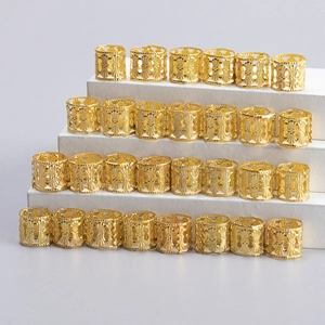 Minimalistische Legering Opengewerkte Haarringen Voor Vlechten Goud Zilver Vintage Gegraveerde Dreadlock Haaraccessoires Voor Dames