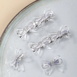 Pince à Cheveux Nœud Papillon Transparent Élégant Alliage Plastique Pince Latérale Doux Coiffe à la Mode pour Femmes Filles Accessoire de Cheveux